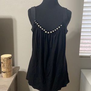 Black sleeveless blouse with pearl neckline size small